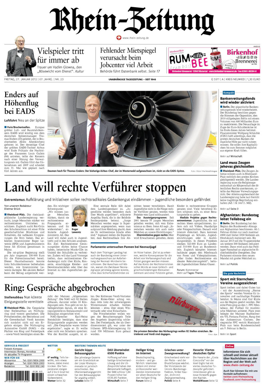 Rhein-Zeitung Kreis Neuwied vom Freitag, 27.01.2012