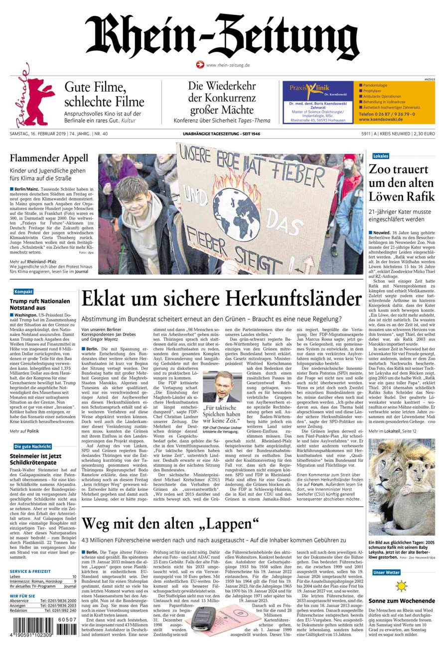 Rhein-Zeitung Kreis Neuwied vom Samstag, 16.02.2019