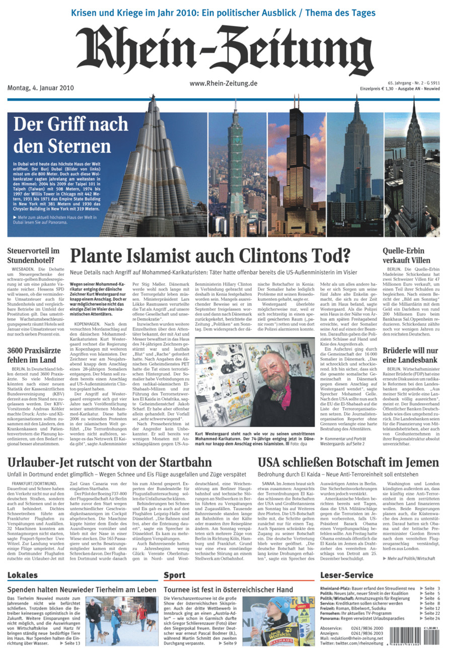Rhein-Zeitung Kreis Neuwied vom Montag, 04.01.2010