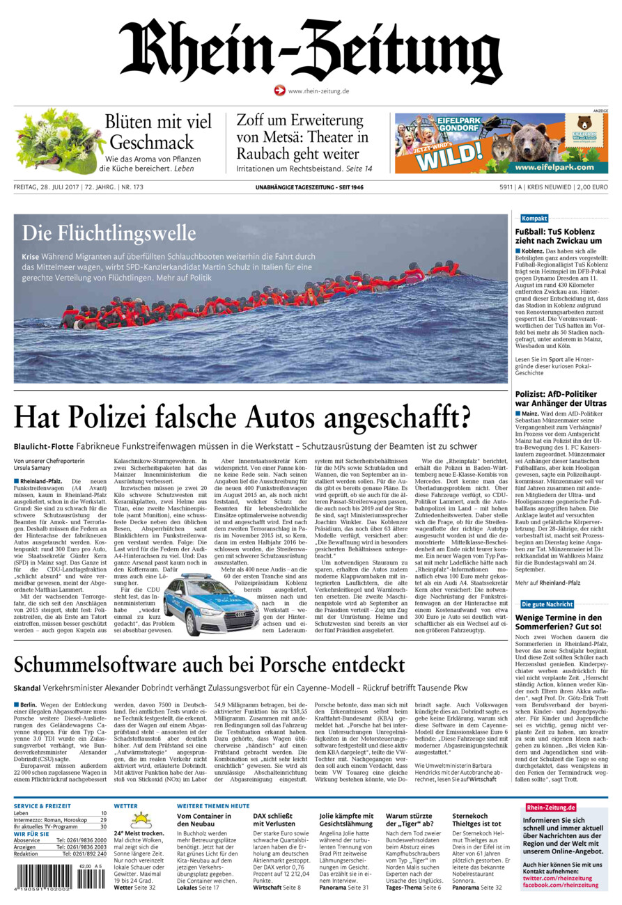 Rhein-Zeitung Kreis Neuwied vom Freitag, 28.07.2017