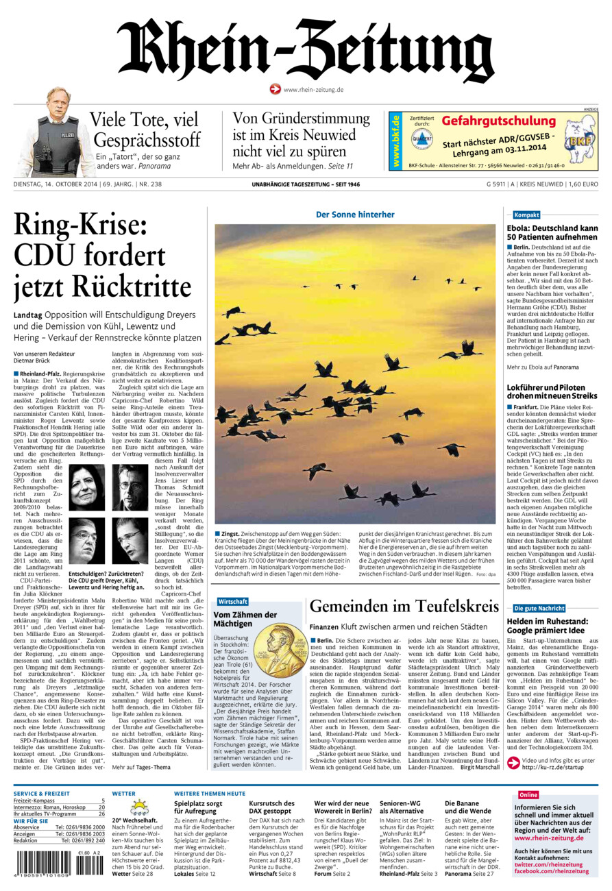 Rhein-Zeitung Kreis Neuwied vom Dienstag, 14.10.2014