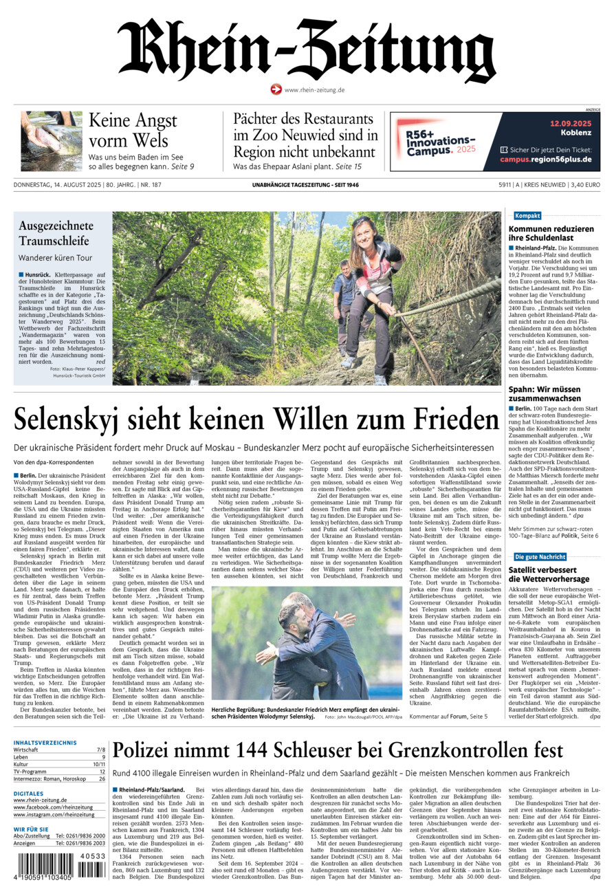 Rhein-Zeitung Kreis Neuwied vom Donnerstag, 14.08.2025