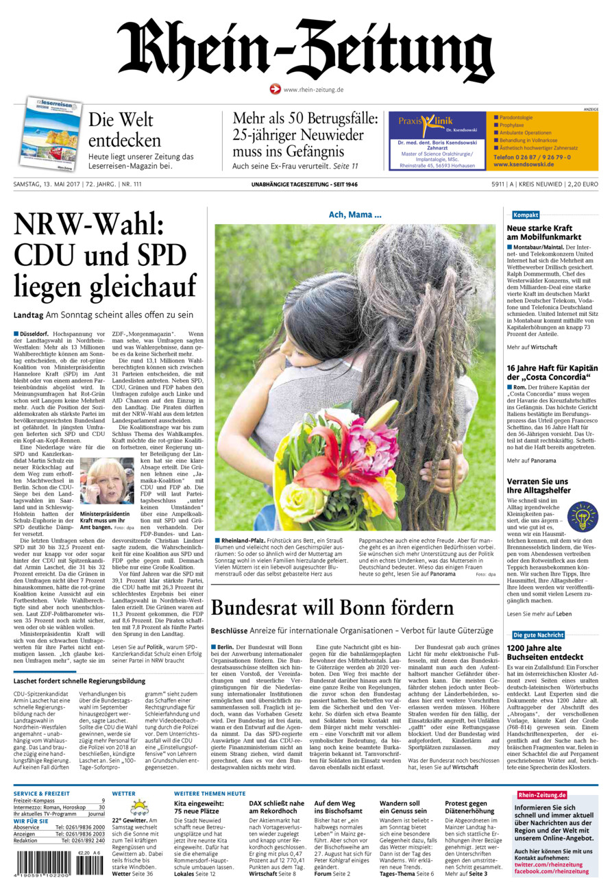 Rhein-Zeitung Kreis Neuwied vom Samstag, 13.05.2017