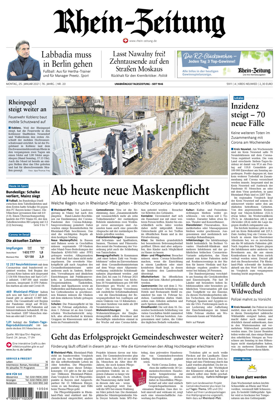 Rhein-Zeitung Kreis Neuwied vom Montag, 25.01.2021