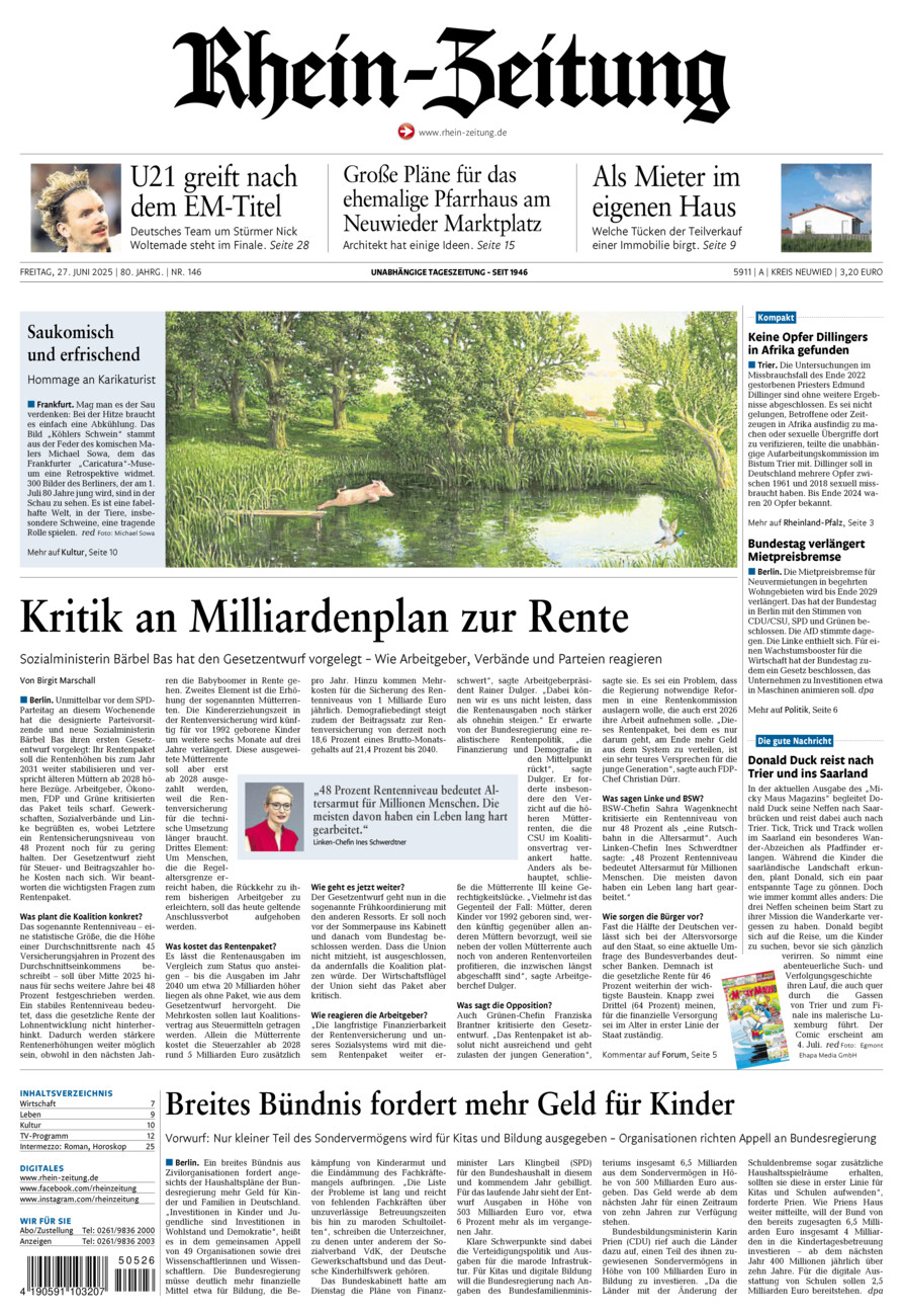 Rhein-Zeitung Kreis Neuwied vom Freitag, 27.06.2025