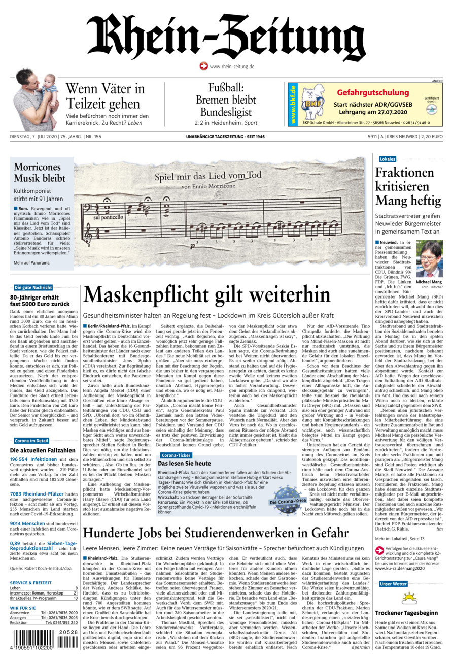 Rhein-Zeitung Kreis Neuwied vom Dienstag, 07.07.2020