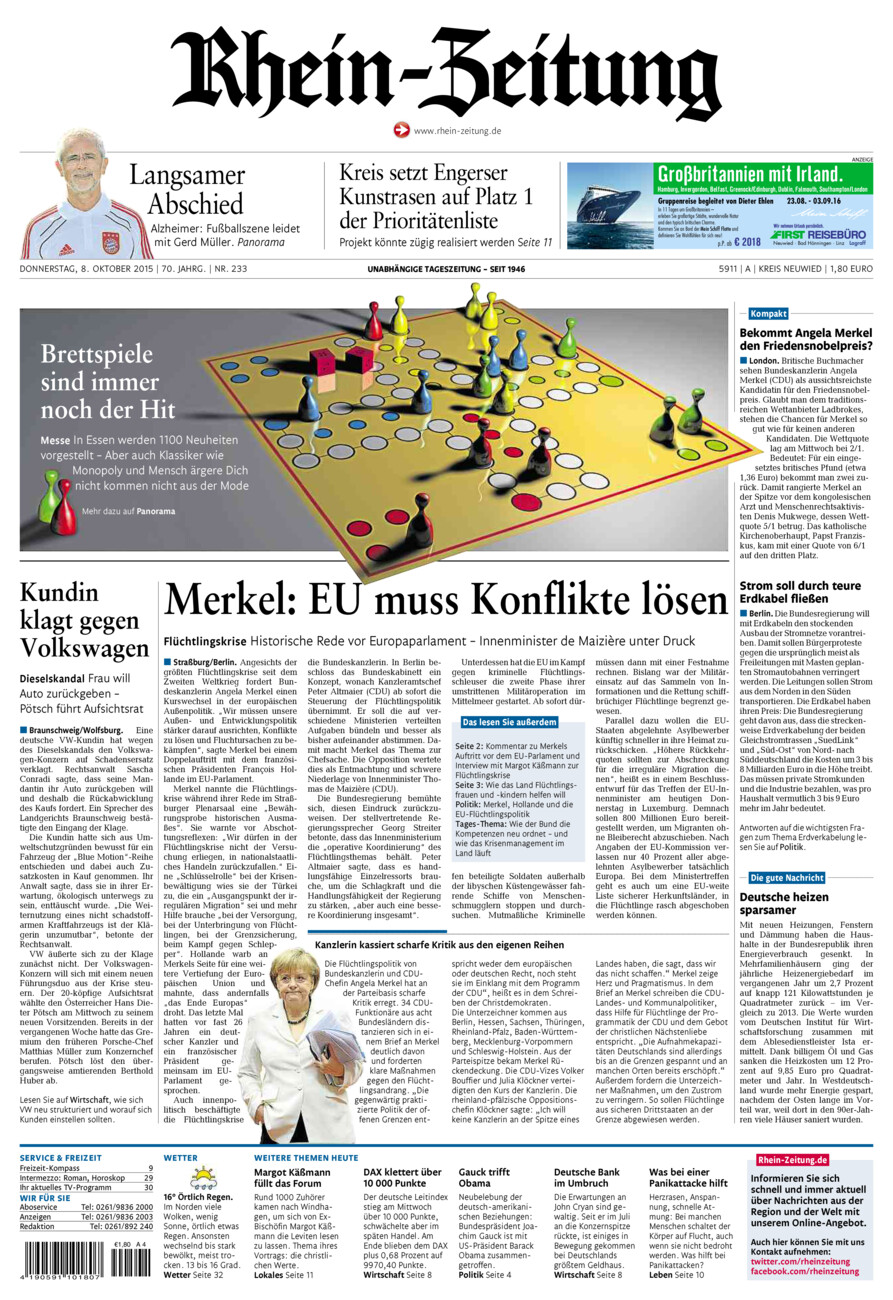 Rhein-Zeitung Kreis Neuwied vom Donnerstag, 08.10.2015