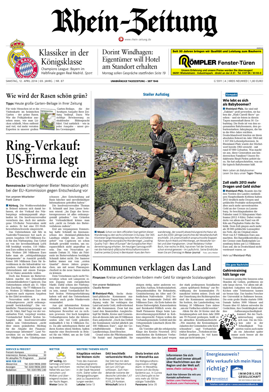 Rhein-Zeitung Kreis Neuwied vom Samstag, 12.04.2014