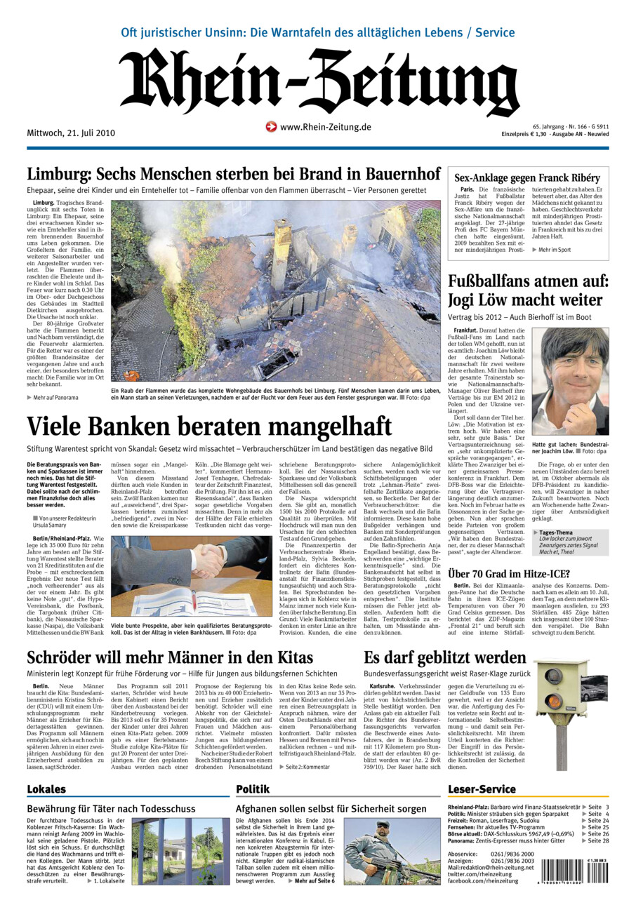 Rhein-Zeitung Kreis Neuwied vom Mittwoch, 21.07.2010