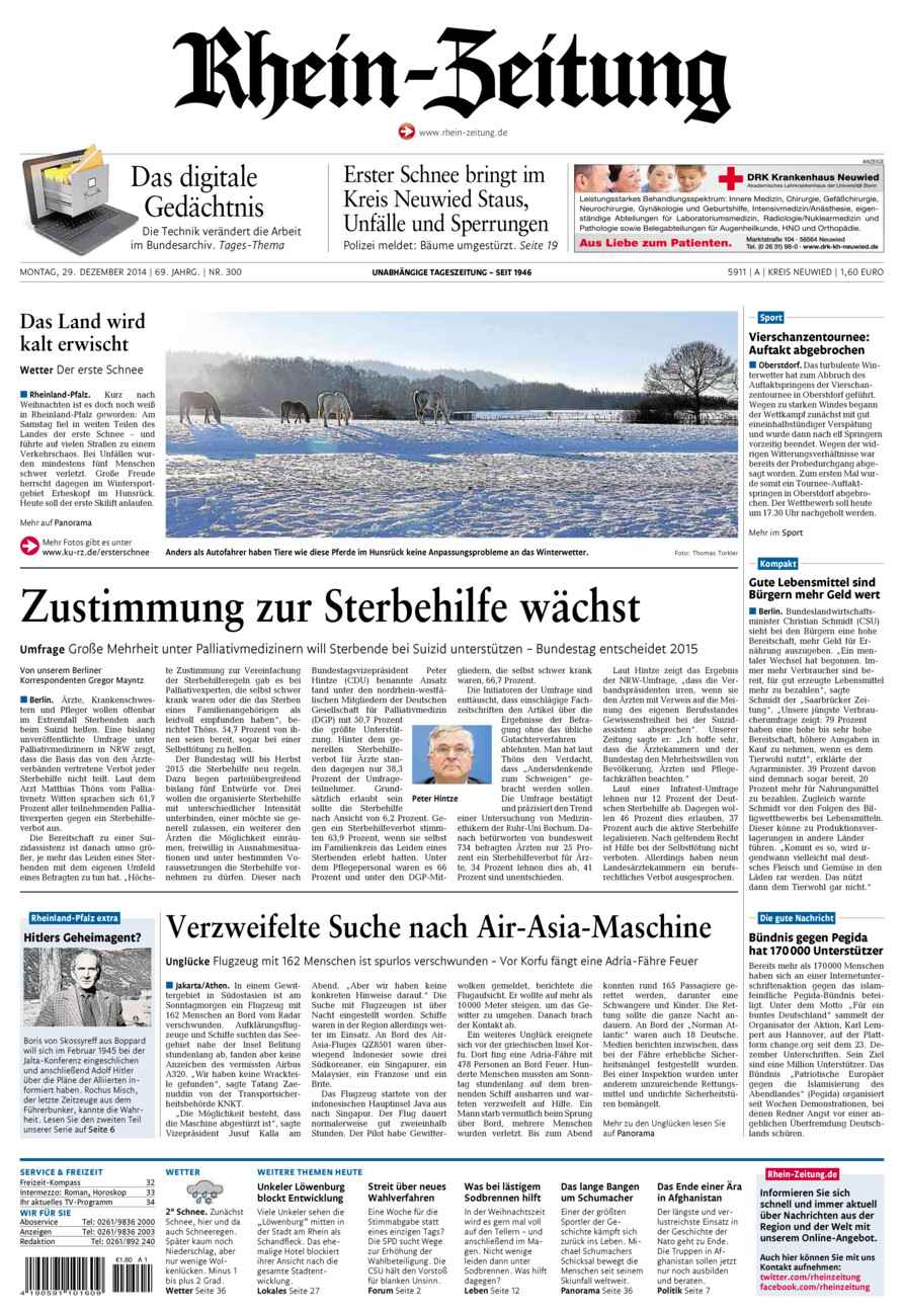 Rhein-Zeitung Kreis Neuwied vom Montag, 29.12.2014
