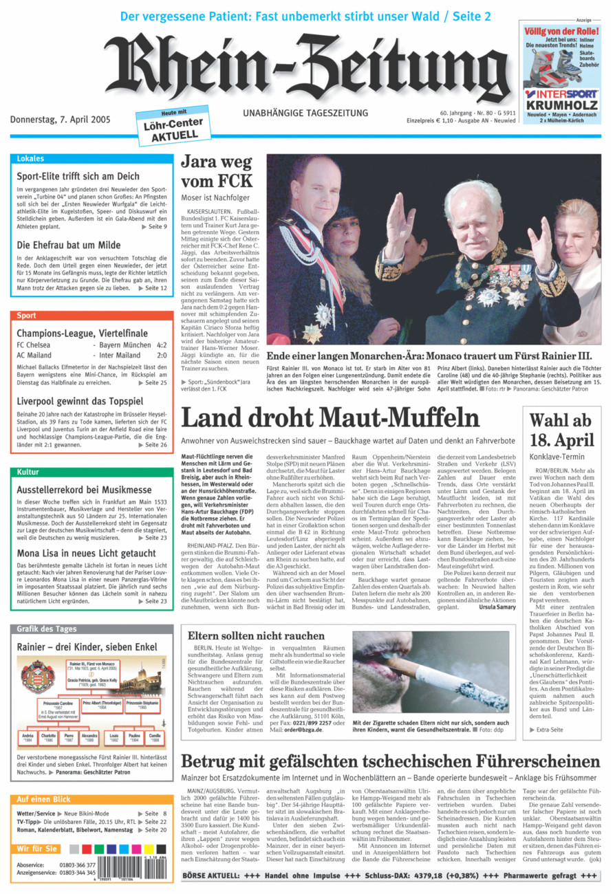 Rhein-Zeitung Kreis Neuwied vom Donnerstag, 07.04.2005