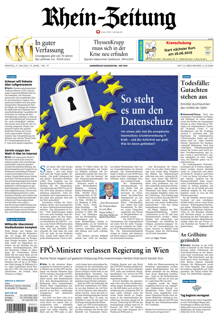 Rhein-Zeitung Kreis Neuwied vom Dienstag, 21.05.2019