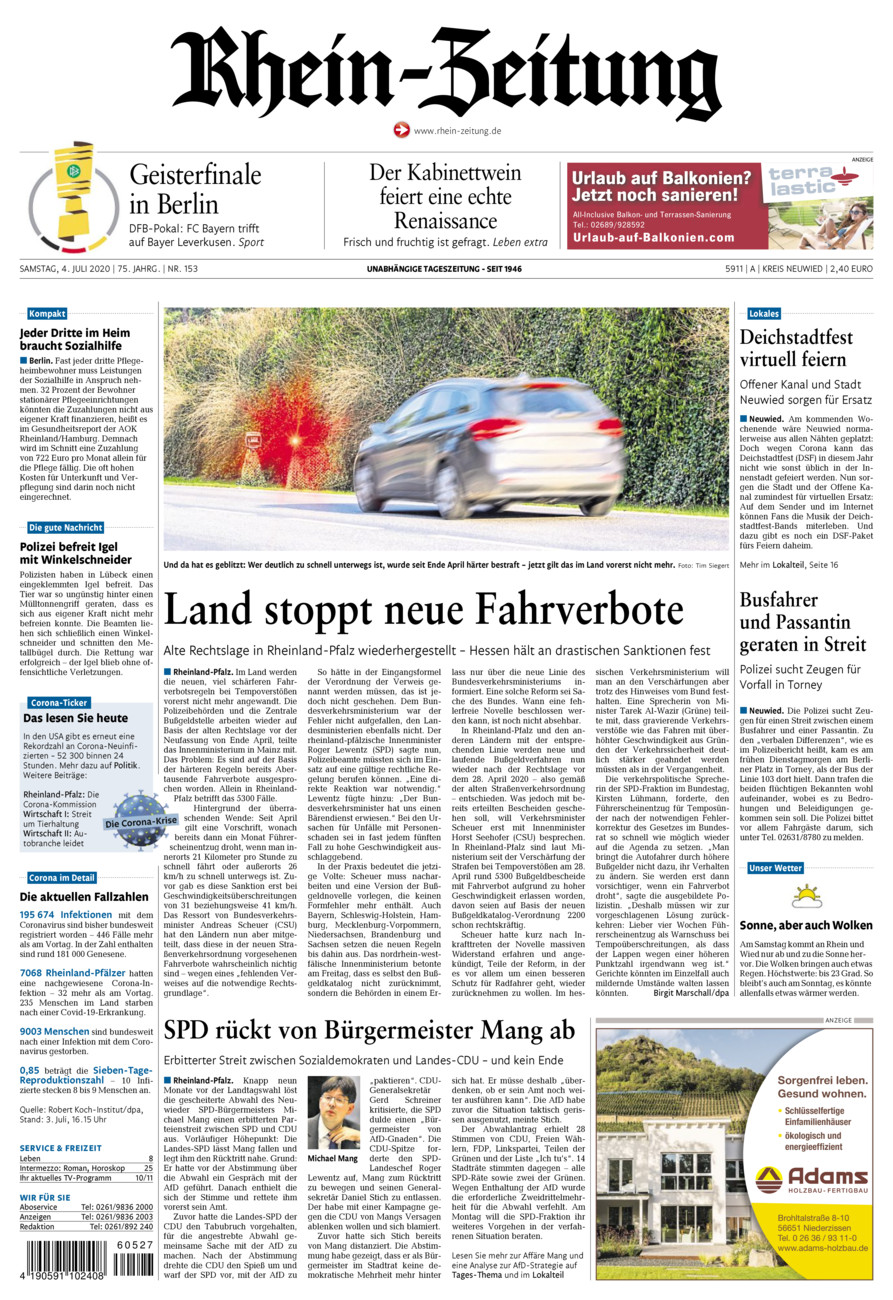 Rhein-Zeitung Kreis Neuwied vom Samstag, 04.07.2020