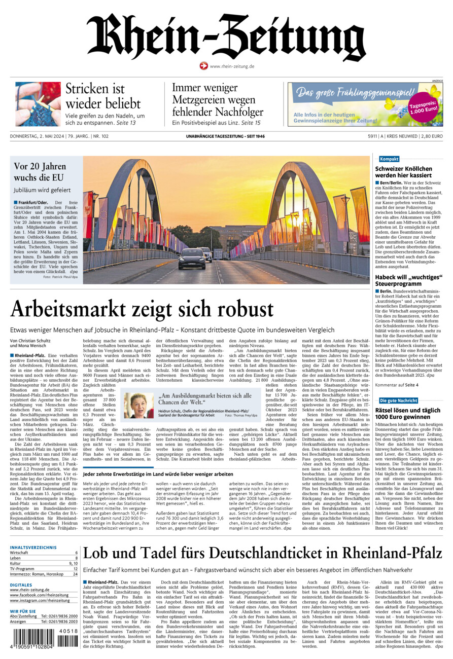 Rhein-Zeitung Kreis Neuwied vom Donnerstag, 02.05.2024