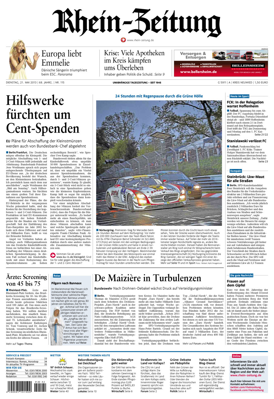 Rhein-Zeitung Kreis Neuwied vom Dienstag, 21.05.2013