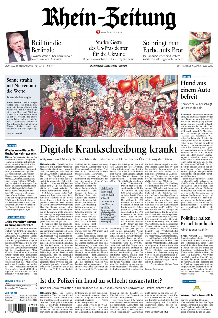 Rhein-Zeitung Kreis Neuwied vom Dienstag, 21.02.2023