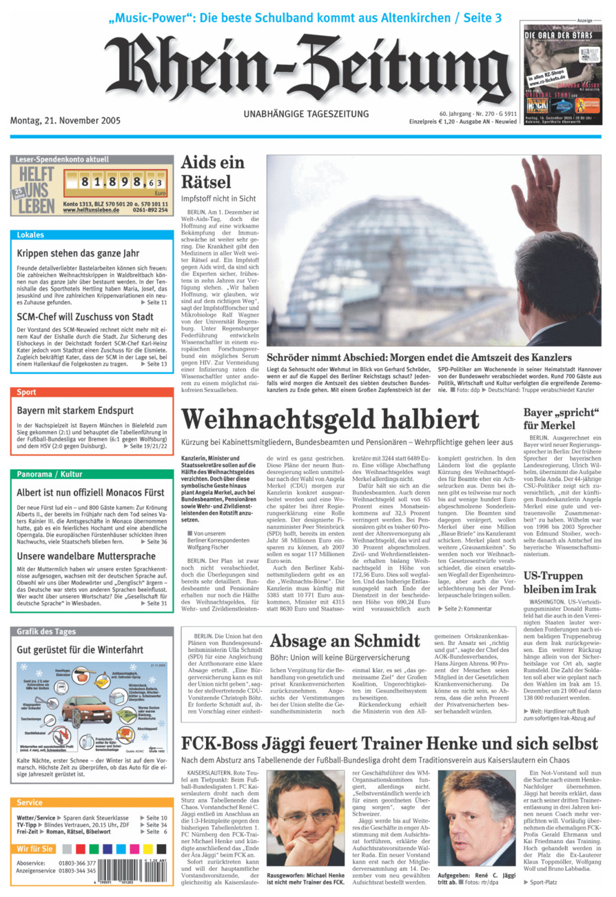 Rhein-Zeitung Kreis Neuwied vom Montag, 21.11.2005