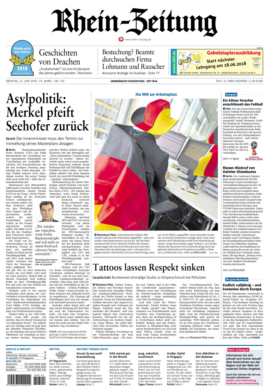 Rhein-Zeitung Kreis Neuwied vom Dienstag, 12.06.2018