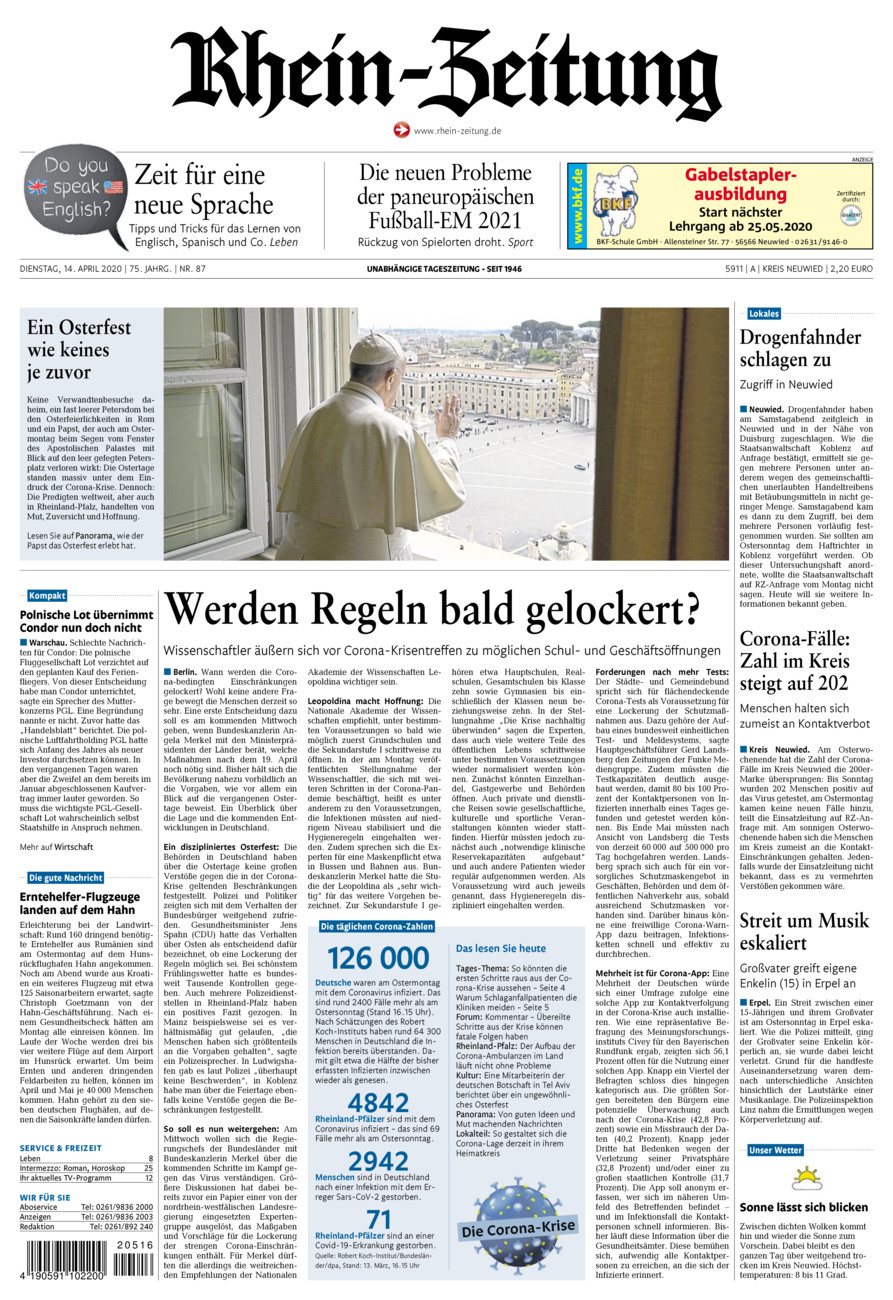 Rhein-Zeitung Kreis Neuwied vom Dienstag, 14.04.2020