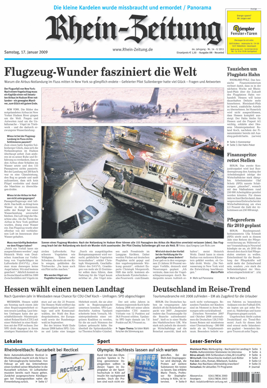 Rhein-Zeitung Kreis Neuwied vom Samstag, 17.01.2009
