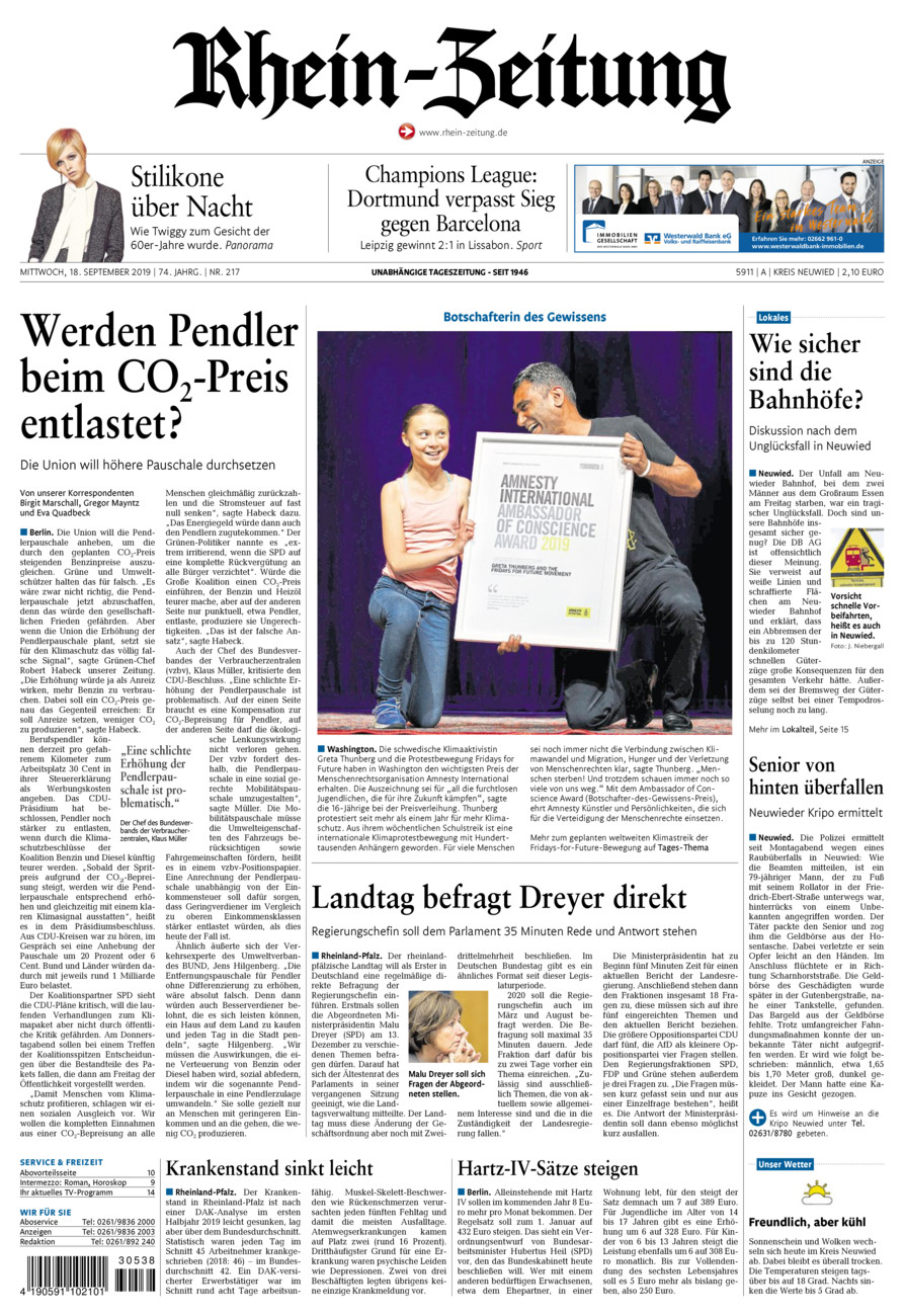 Rhein-Zeitung Kreis Neuwied vom Mittwoch, 18.09.2019