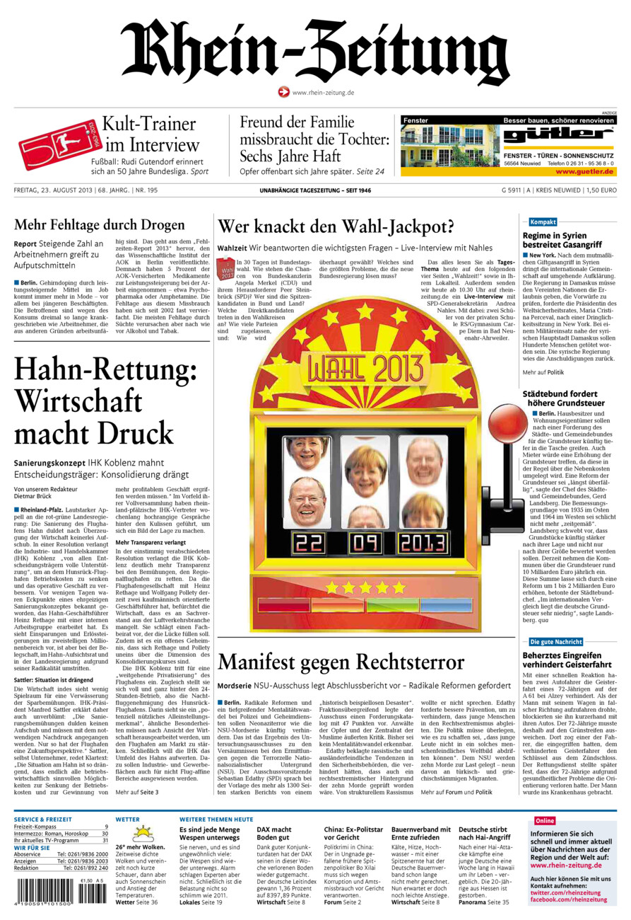 Rhein-Zeitung Kreis Neuwied vom Freitag, 23.08.2013