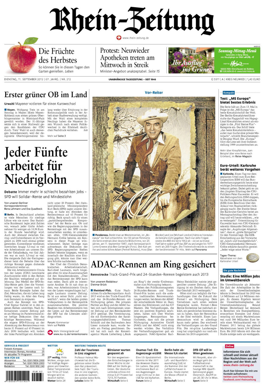 Rhein-Zeitung Kreis Neuwied vom Dienstag, 11.09.2012