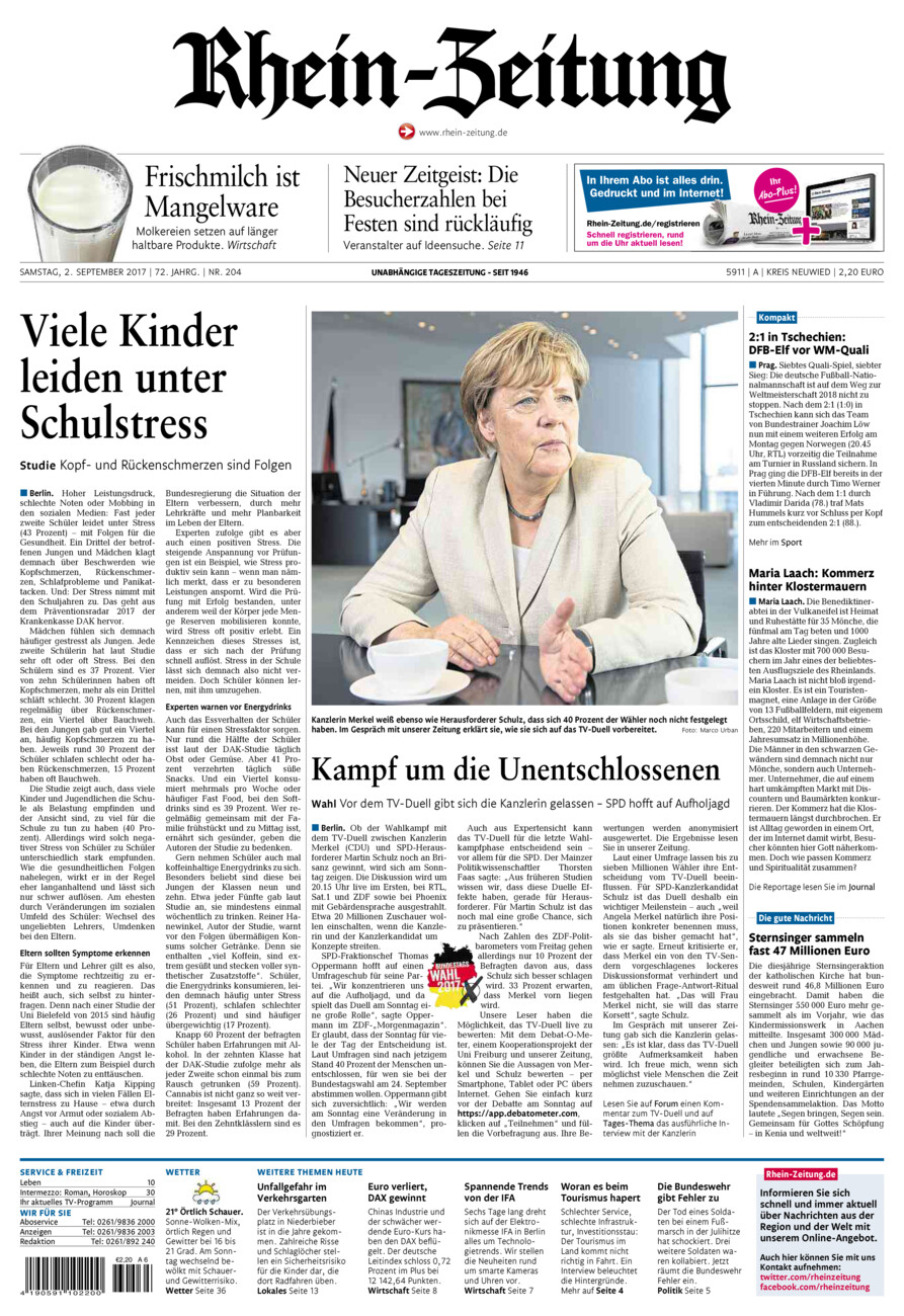 Rhein-Zeitung Kreis Neuwied vom Samstag, 02.09.2017