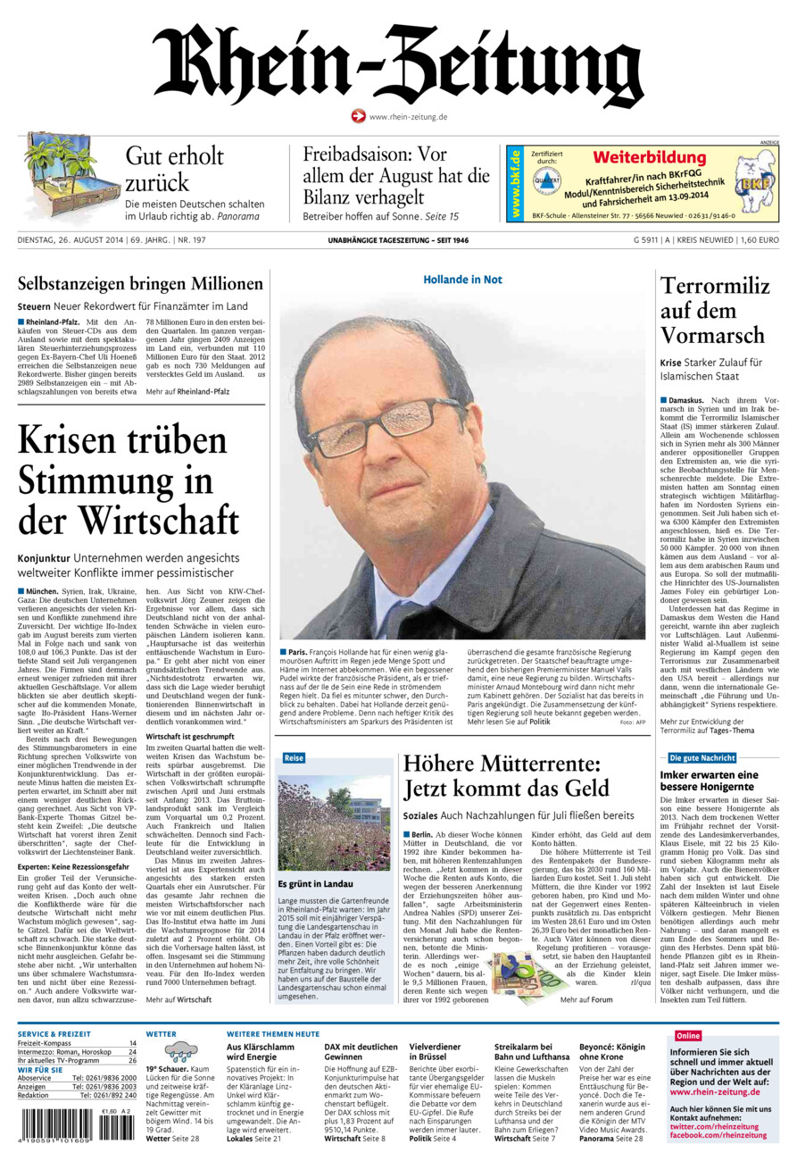 Rhein-Zeitung Kreis Neuwied vom Dienstag, 26.08.2014