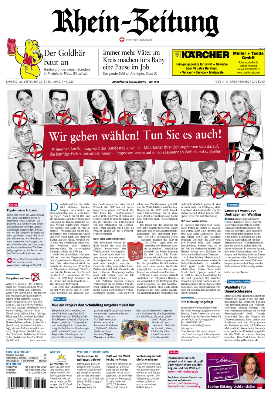 Rhein-Zeitung Kreis Neuwied vom Samstag, 21.09.2013