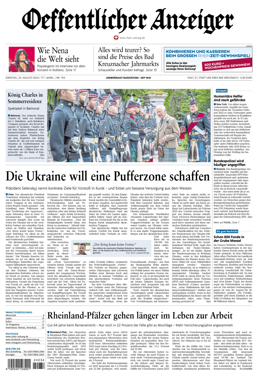 Oeffentlicher Anzeiger vom Dienstag, 20.08.2024