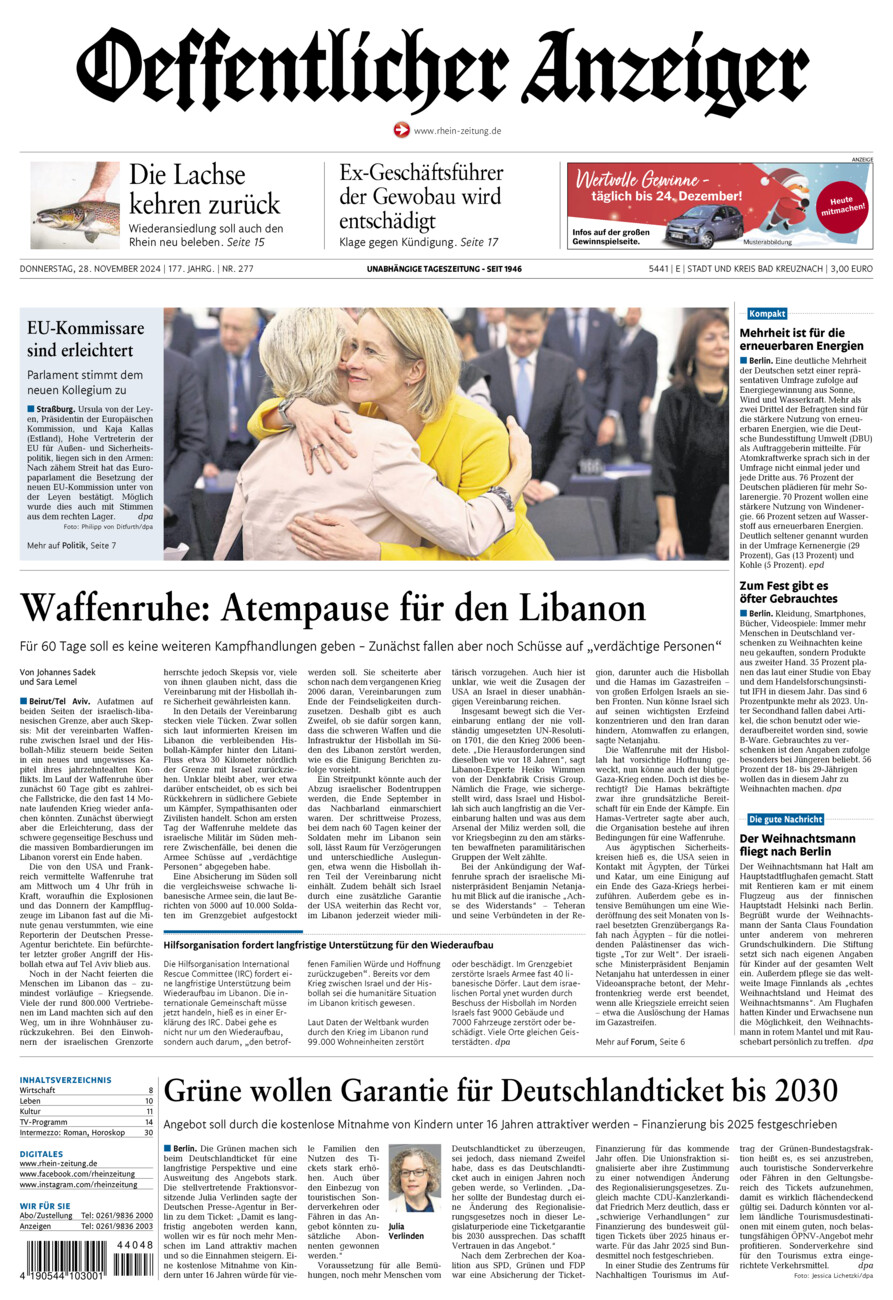 Oeffentlicher Anzeiger vom Donnerstag, 28.11.2024