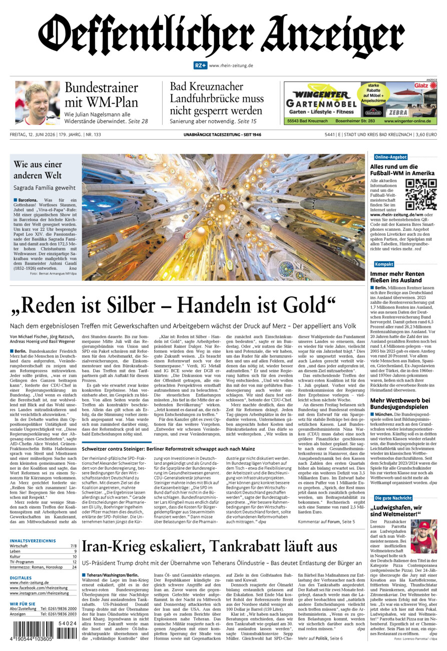 Oeffentlicher Anzeiger vom Freitag, 12.06.2026