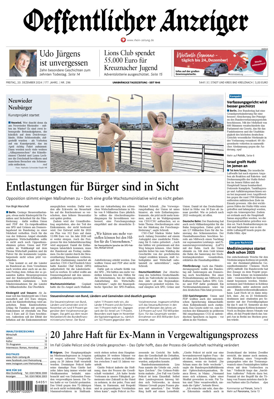 Oeffentlicher Anzeiger vom Freitag, 20.12.2024