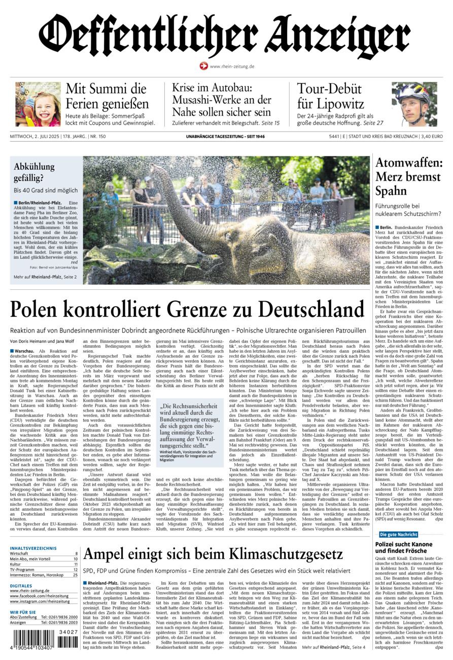 Oeffentlicher Anzeiger vom Mittwoch, 02.07.2025