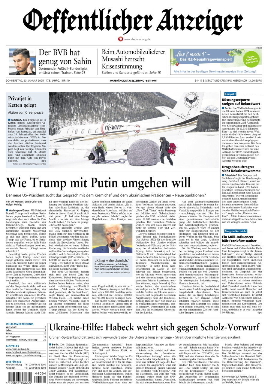 Oeffentlicher Anzeiger vom Donnerstag, 23.01.2025