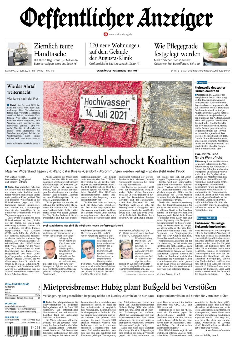 Oeffentlicher Anzeiger vom Samstag, 12.07.2025