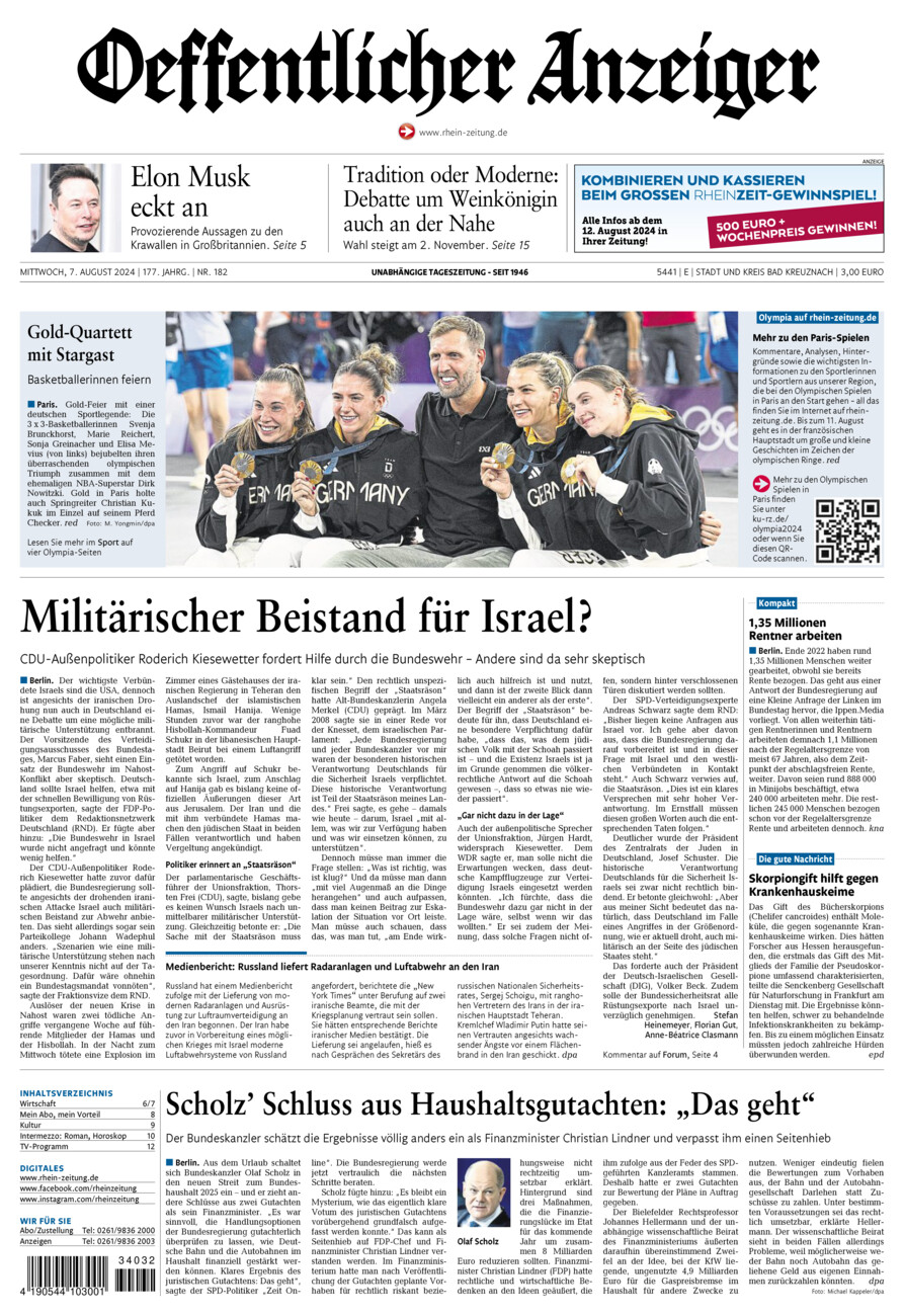 Oeffentlicher Anzeiger vom Mittwoch, 07.08.2024