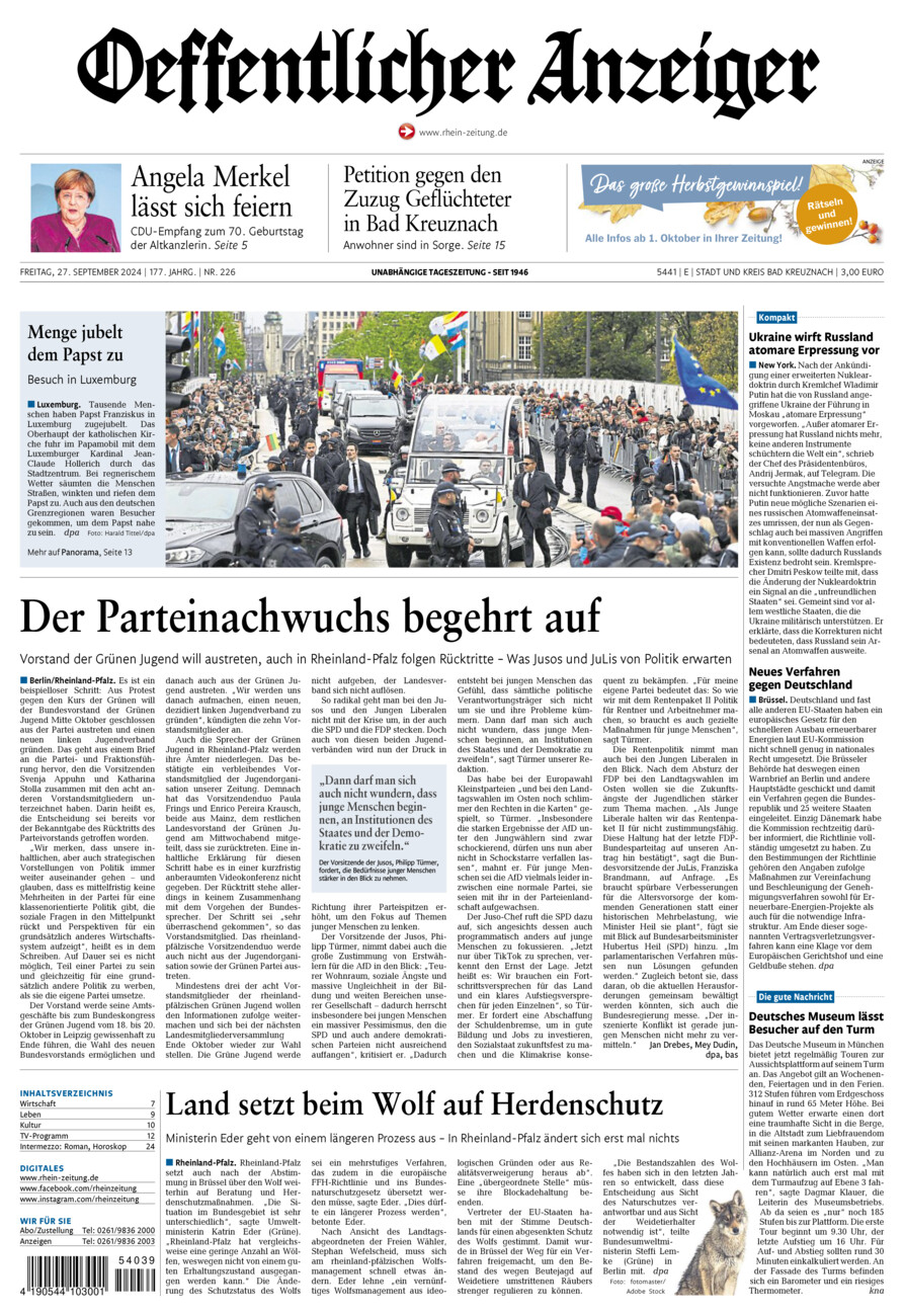 Oeffentlicher Anzeiger vom Freitag, 27.09.2024