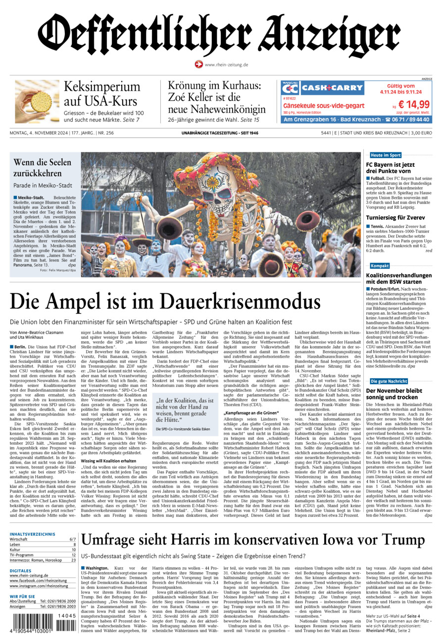 Oeffentlicher Anzeiger vom Montag, 04.11.2024