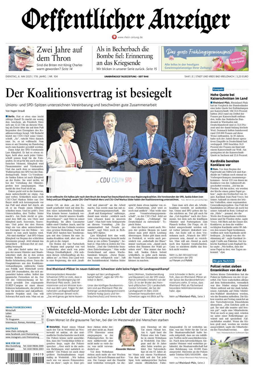 Oeffentlicher Anzeiger vom Dienstag, 06.05.2025