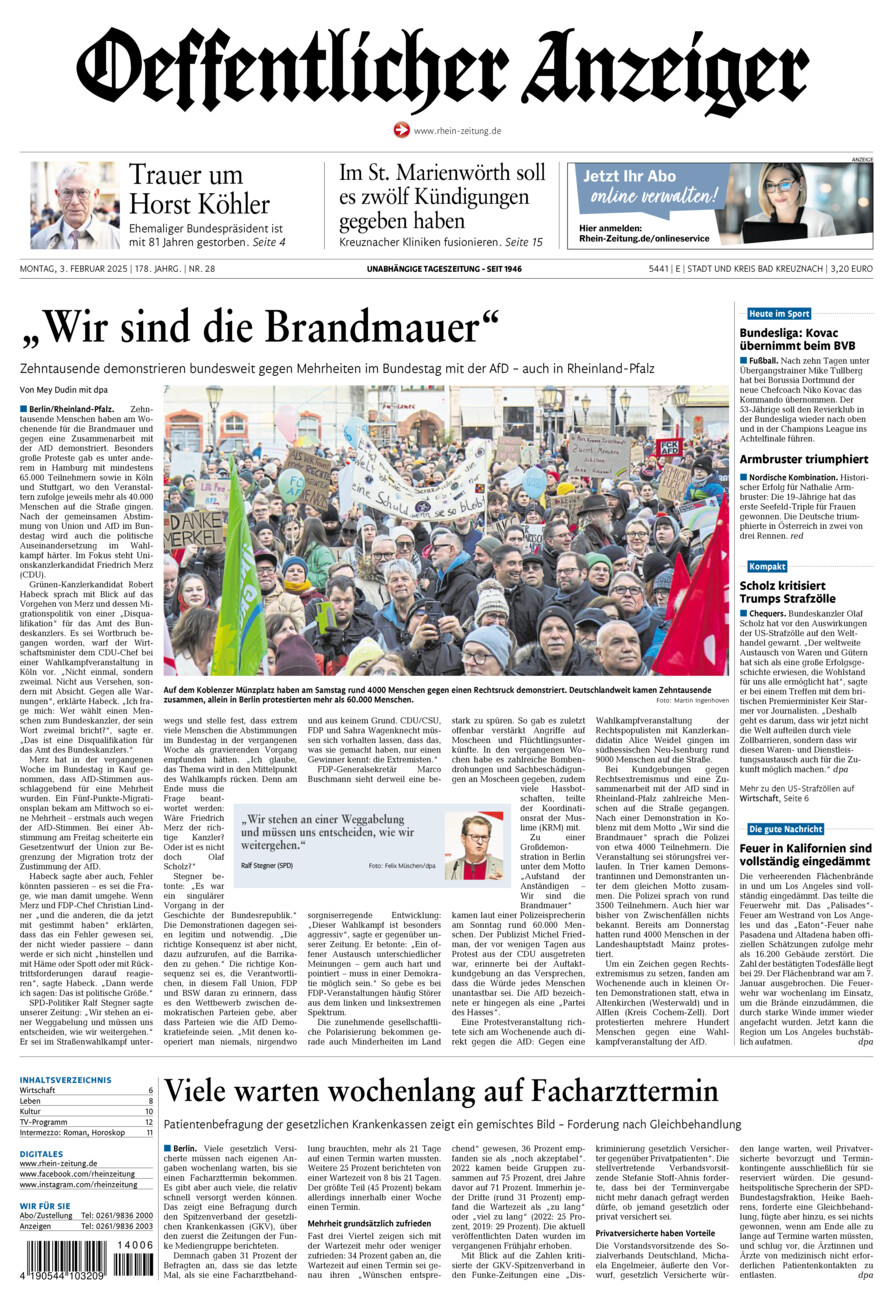 Oeffentlicher Anzeiger vom Montag, 03.02.2025