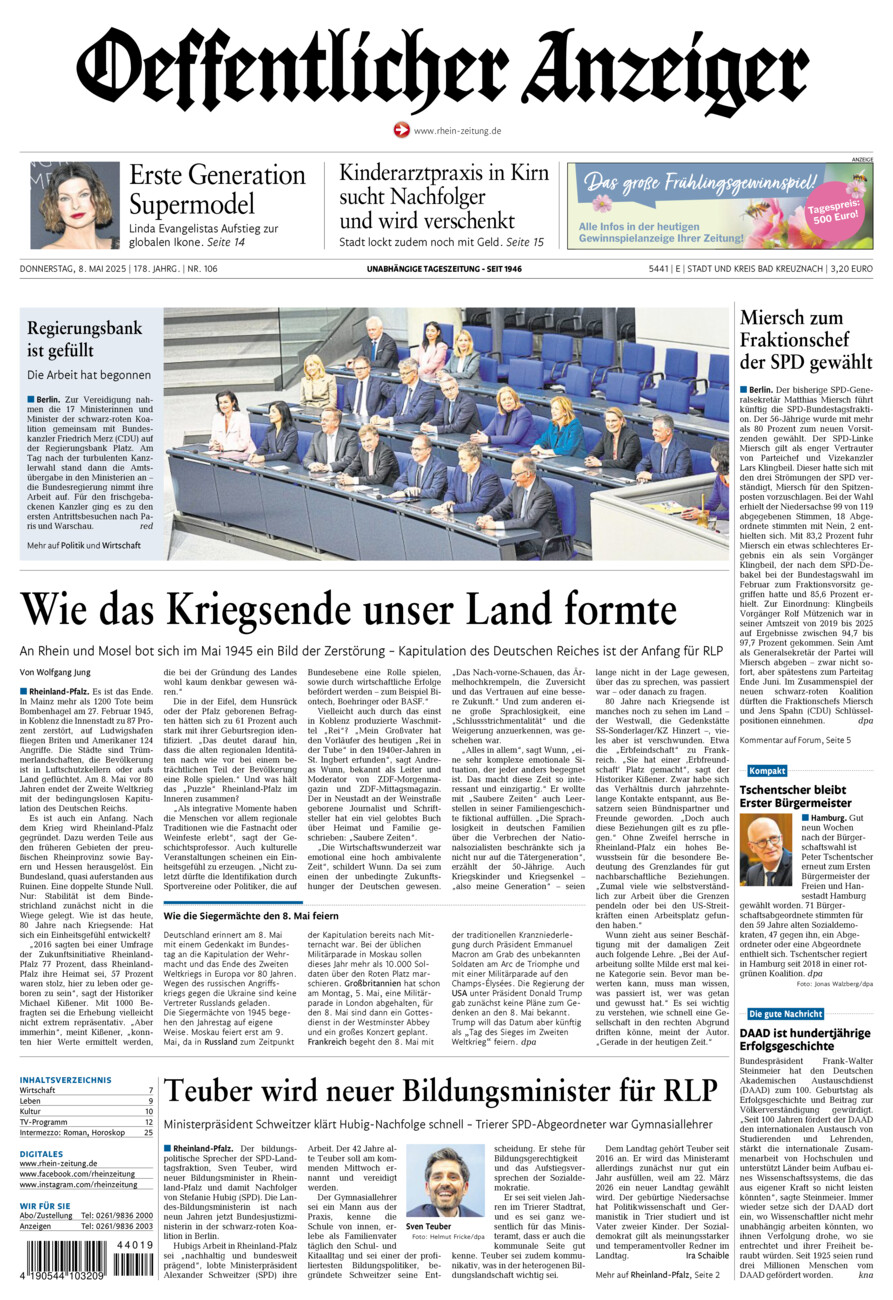 Oeffentlicher Anzeiger vom Donnerstag, 08.05.2025