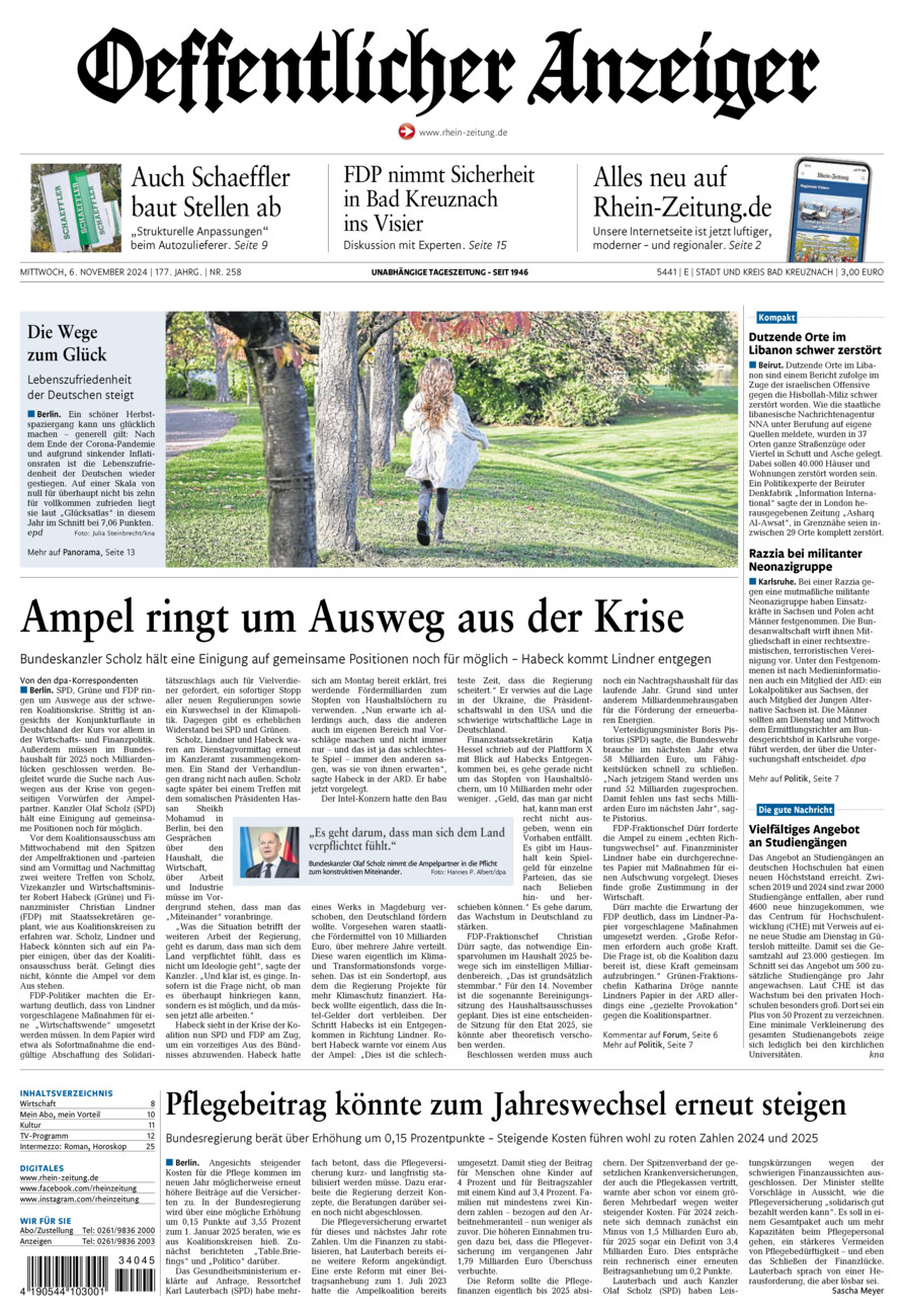 Oeffentlicher Anzeiger vom Mittwoch, 06.11.2024