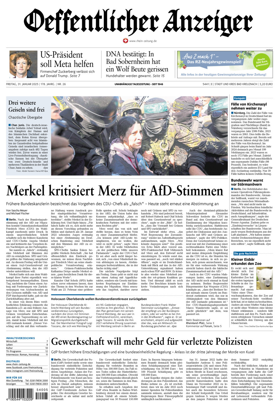 Oeffentlicher Anzeiger vom Freitag, 31.01.2025