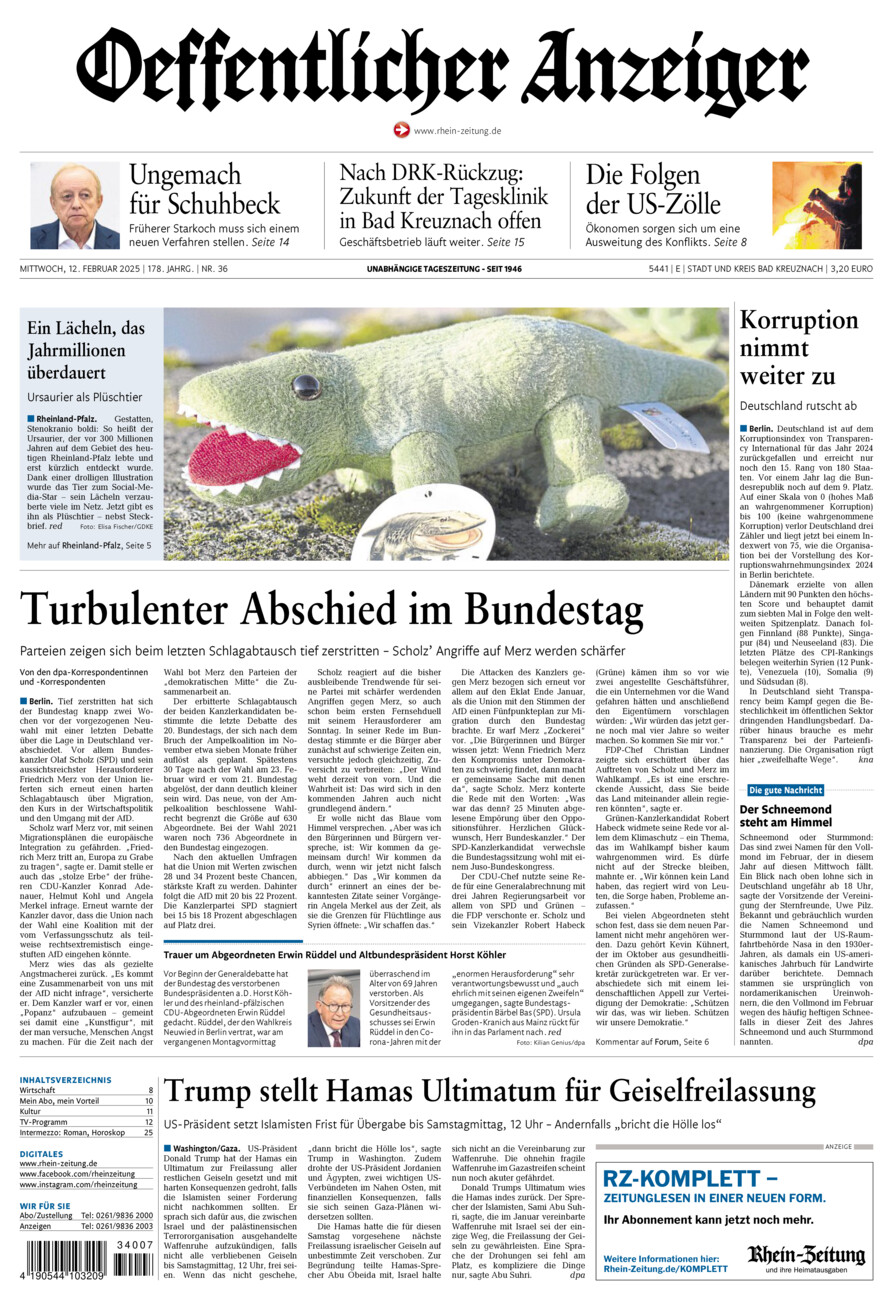 Oeffentlicher Anzeiger vom Mittwoch, 12.02.2025