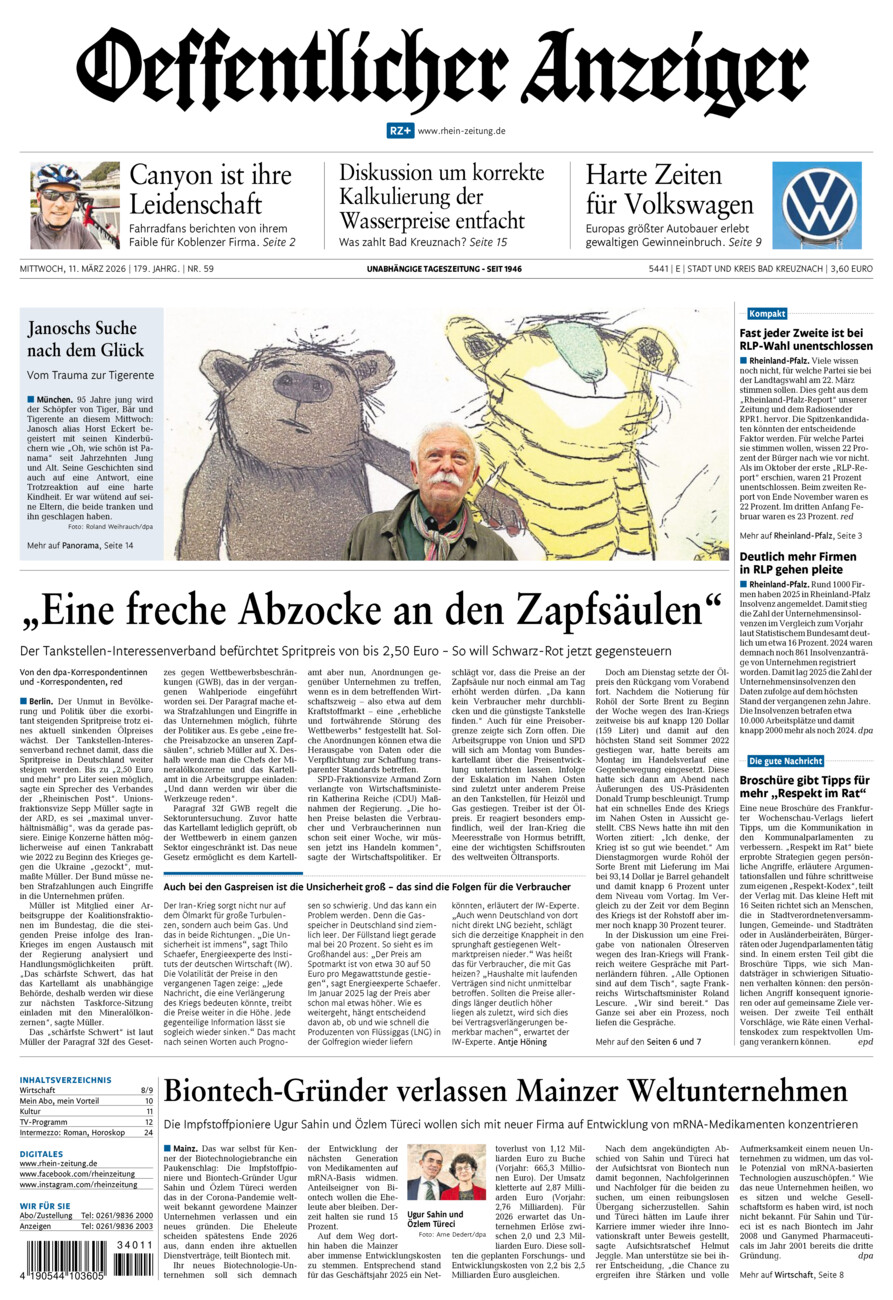 Oeffentlicher Anzeiger vom Mittwoch, 11.03.2026