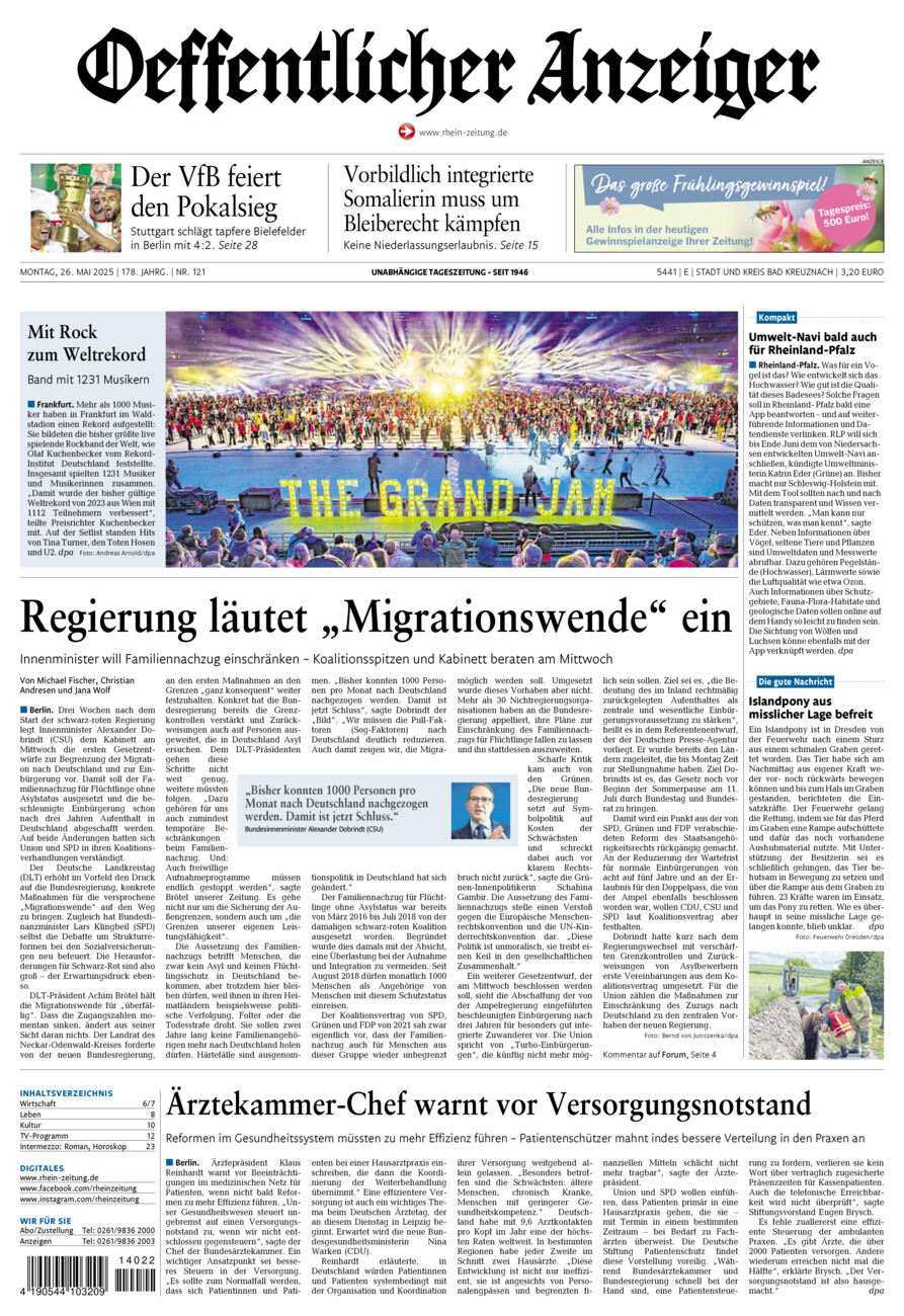 Oeffentlicher Anzeiger vom Montag, 26.05.2025