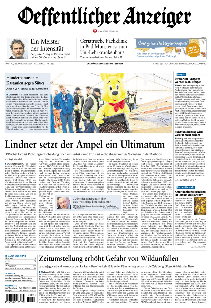 Oeffentlicher Anzeiger vom Samstag, 26.10.2024