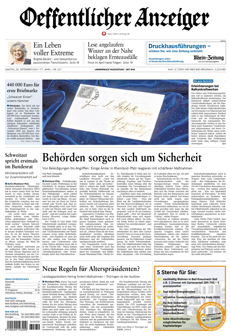 Oeffentlicher Anzeiger vom Samstag, 28.09.2024